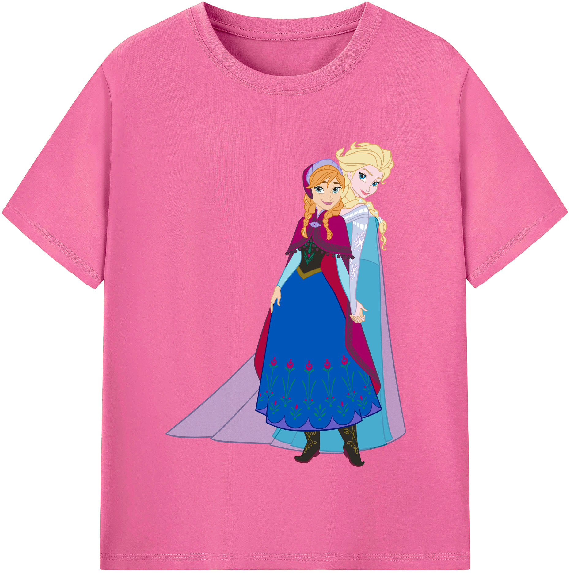 （画像用） アナと雪の女王 アンナ エルサ Frozen Anna Elsa レディースカジュアルプリントTシャツ（綿100％）